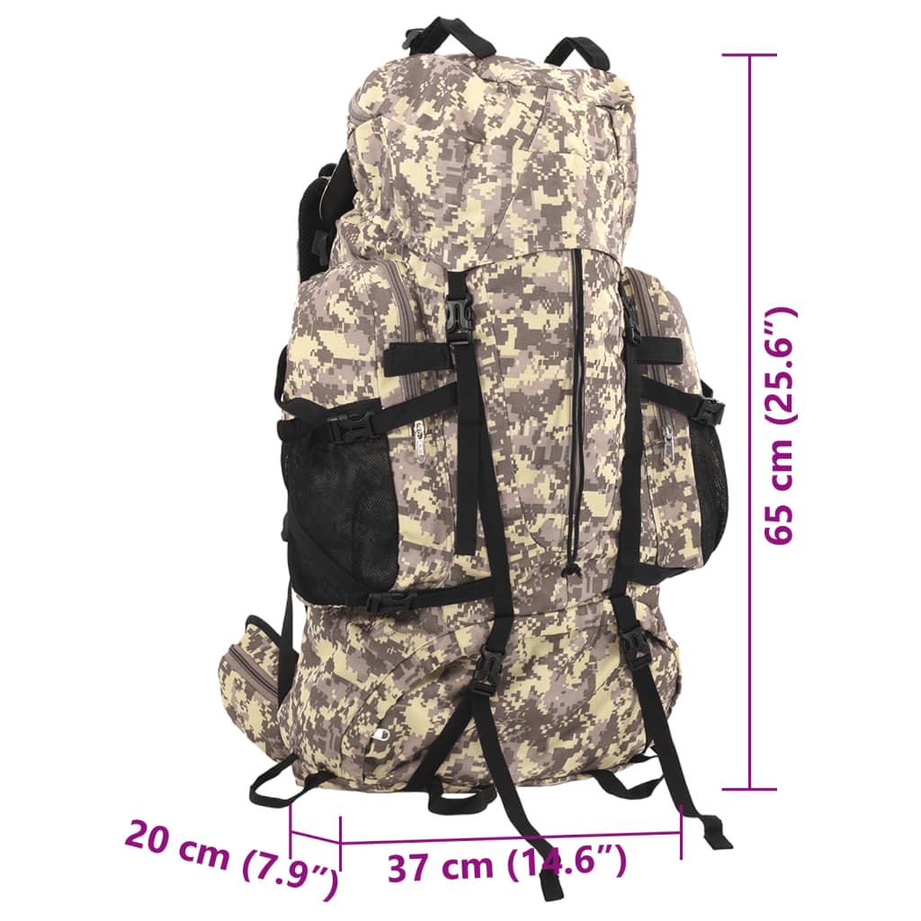 Zaino da Trekking Cammello Mimetico 60 L in Tessuto Oxford