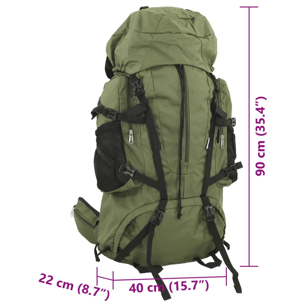 Zaino da Trekking Verde Militare 100 L in Tessuto Oxford