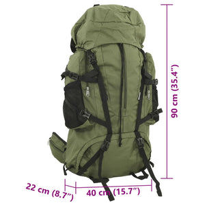 Zaino da Trekking Verde Militare 100 L in Tessuto Oxford