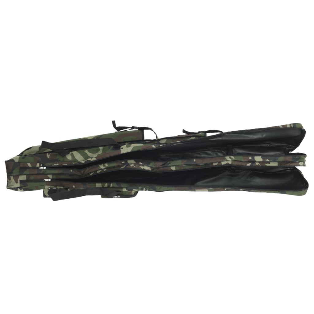 vidaXL Borsa per Canna da Pesca Verde Mimetico 150 cm Tessuto Oxford