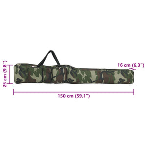 vidaXL Borsa per Canna da Pesca Verde Mimetico 150 cm Tessuto Oxford