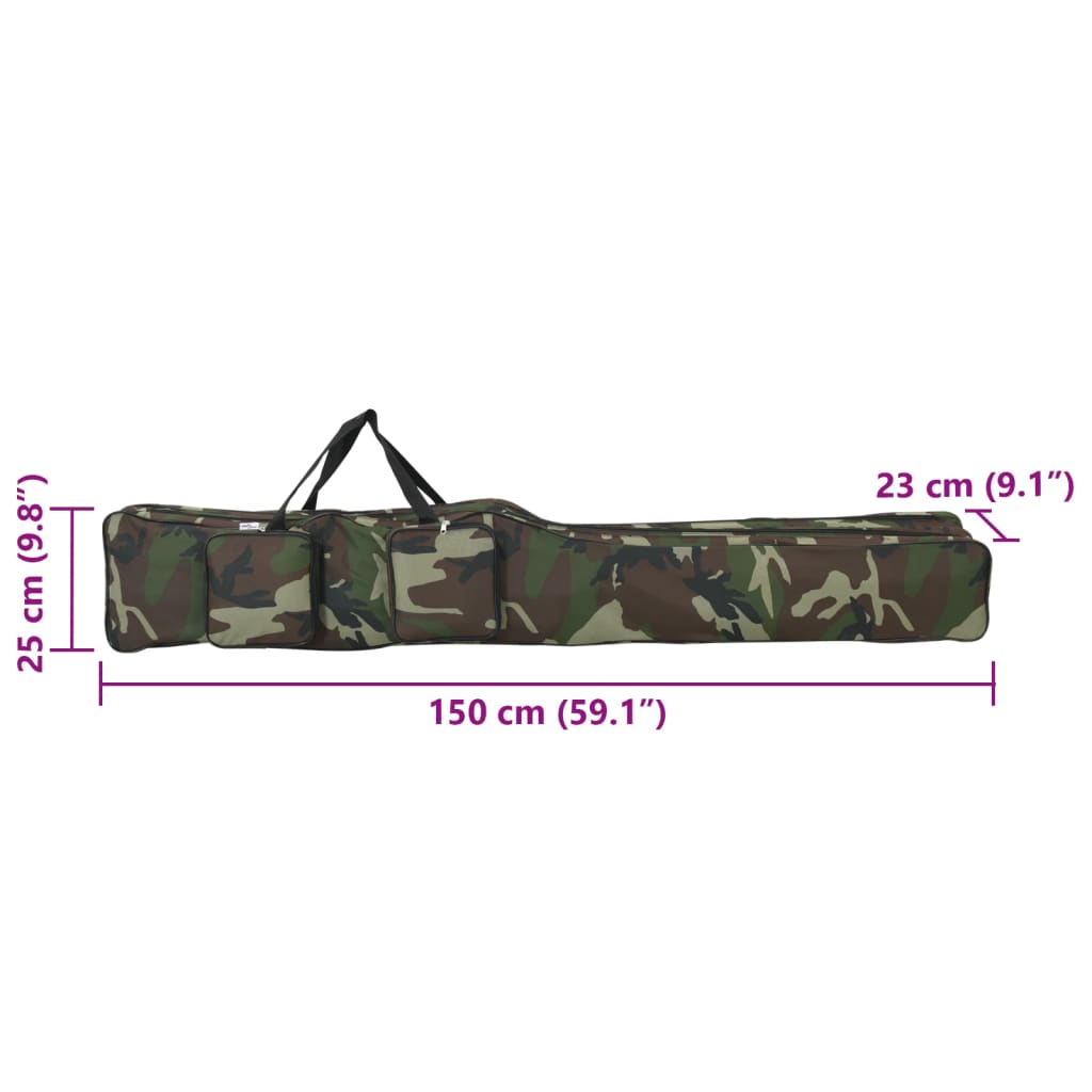 Borsa per Canna da Pesca Verde Mimetico 150 cm Tessuto Oxford