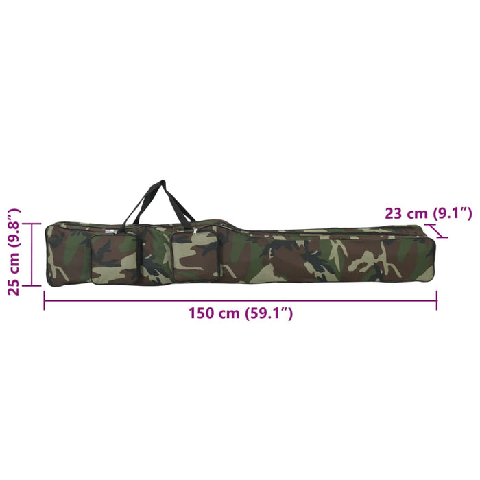 Borsa per Canna da Pesca Verde Mimetico 150 cm Tessuto Oxford