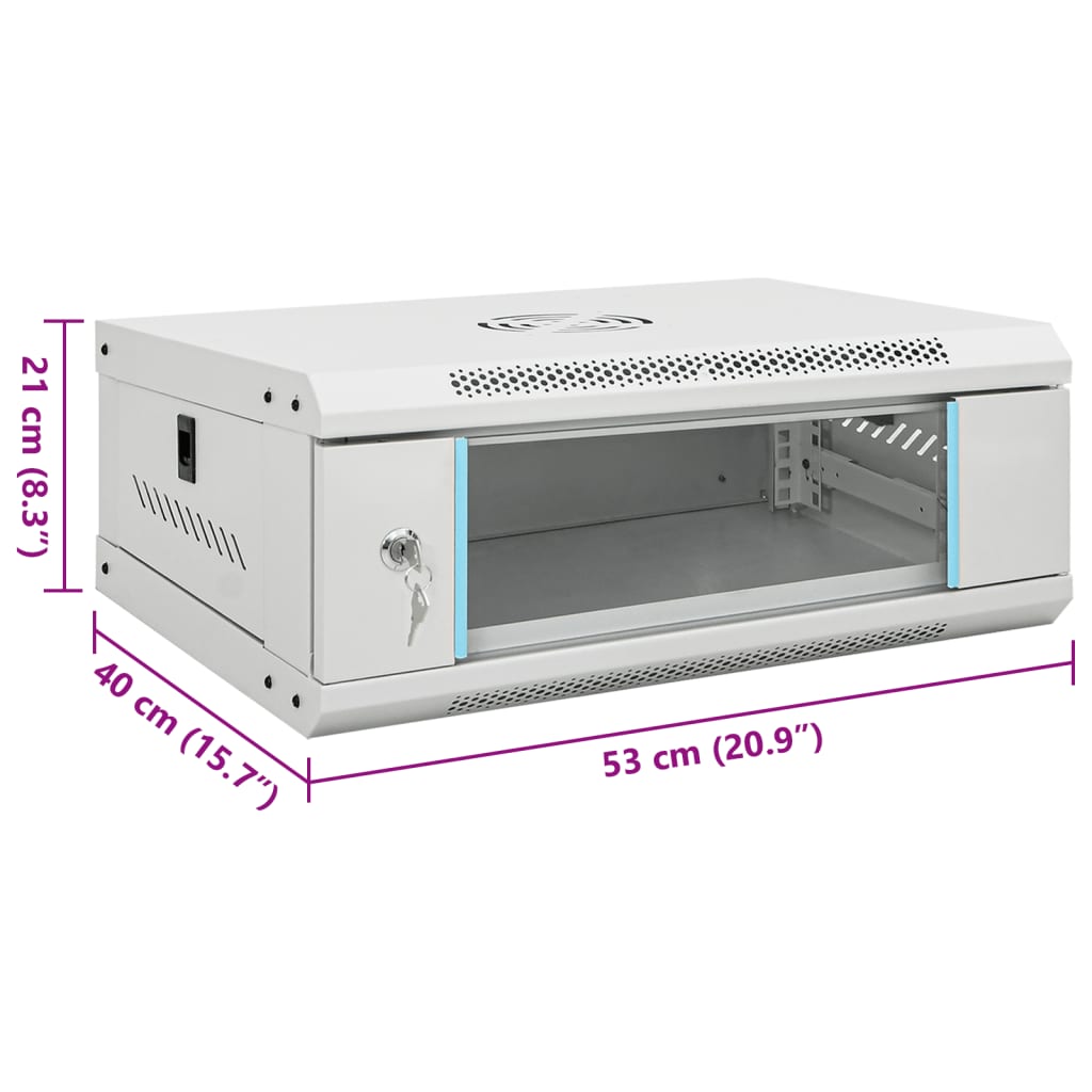 vidaXL Armadietto di Rete a Parete 4U da 19" IP20 53x40x21 cm