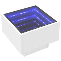 Tavolino con LED Bianco 40x40x30 cm in Legno Multistrato 847497