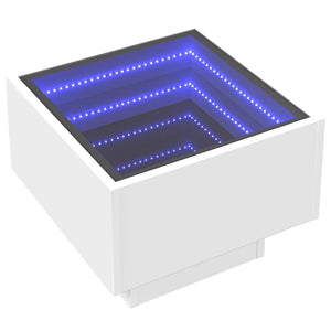 Tavolino con LED-Tavolino da soggiorno-Tavolo Bianco 40x40x30 cm in Legno Multistrato