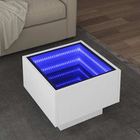 Tavolino con LED-Tavolino da soggiorno-Tavolo Bianco 40x40x30 cm in Legno Multistrato