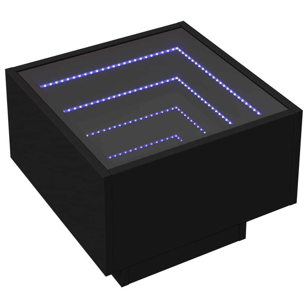 Tavolino con LED Nero 40x40x30 cm in Legno Multistrato 847498