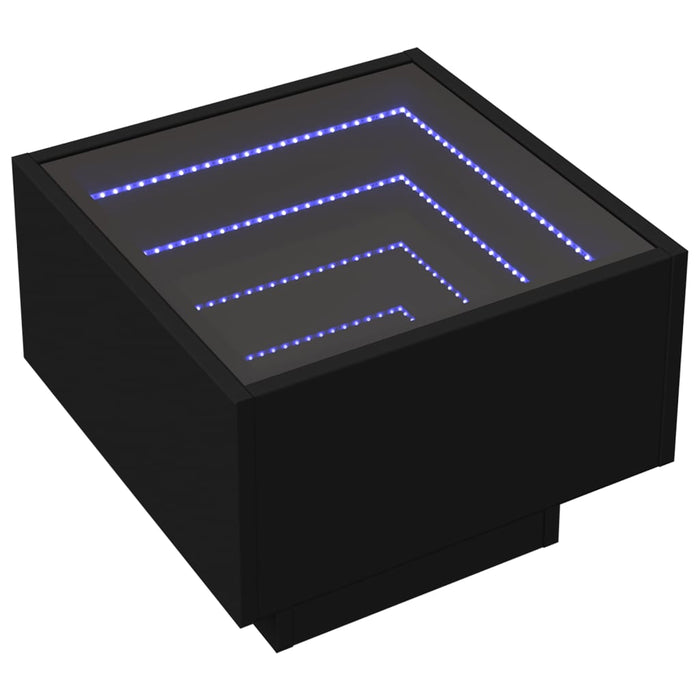Tavolino con LED Nero 40x40x30 cm in Legno Multistrato 847498