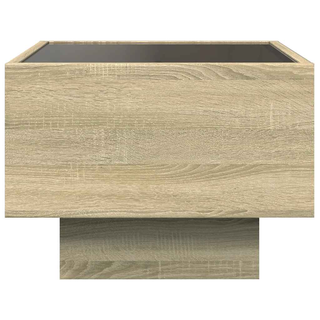 Tavolino con LED-Tavolino da soggiorno-Tavolo Rovere Sonoma 40x40x30 cm in Legno Multistrato