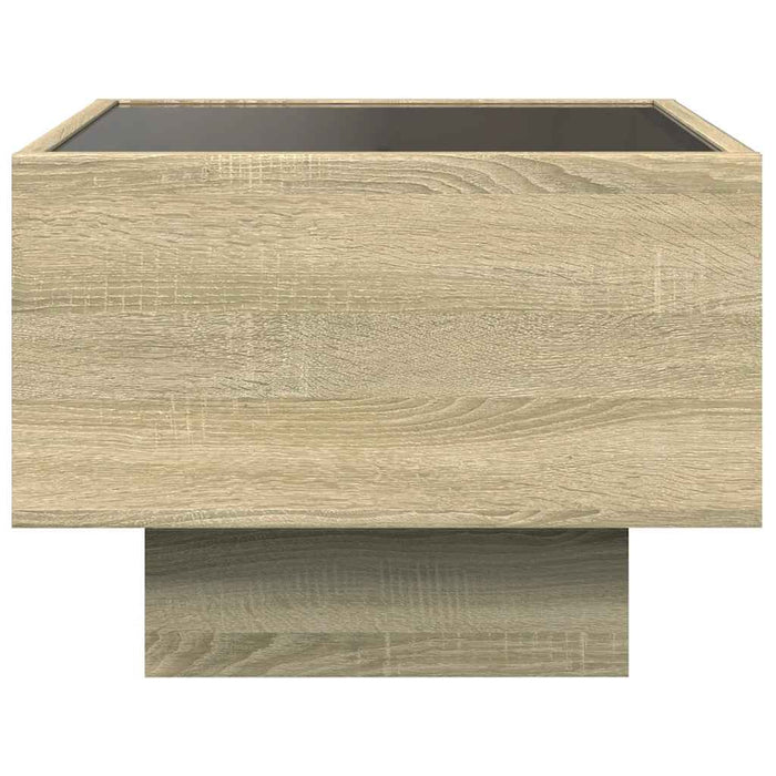 Tavolino con LED-Tavolino da soggiorno-Tavolo Rovere Sonoma 40x40x30 cm in Legno Multistrato