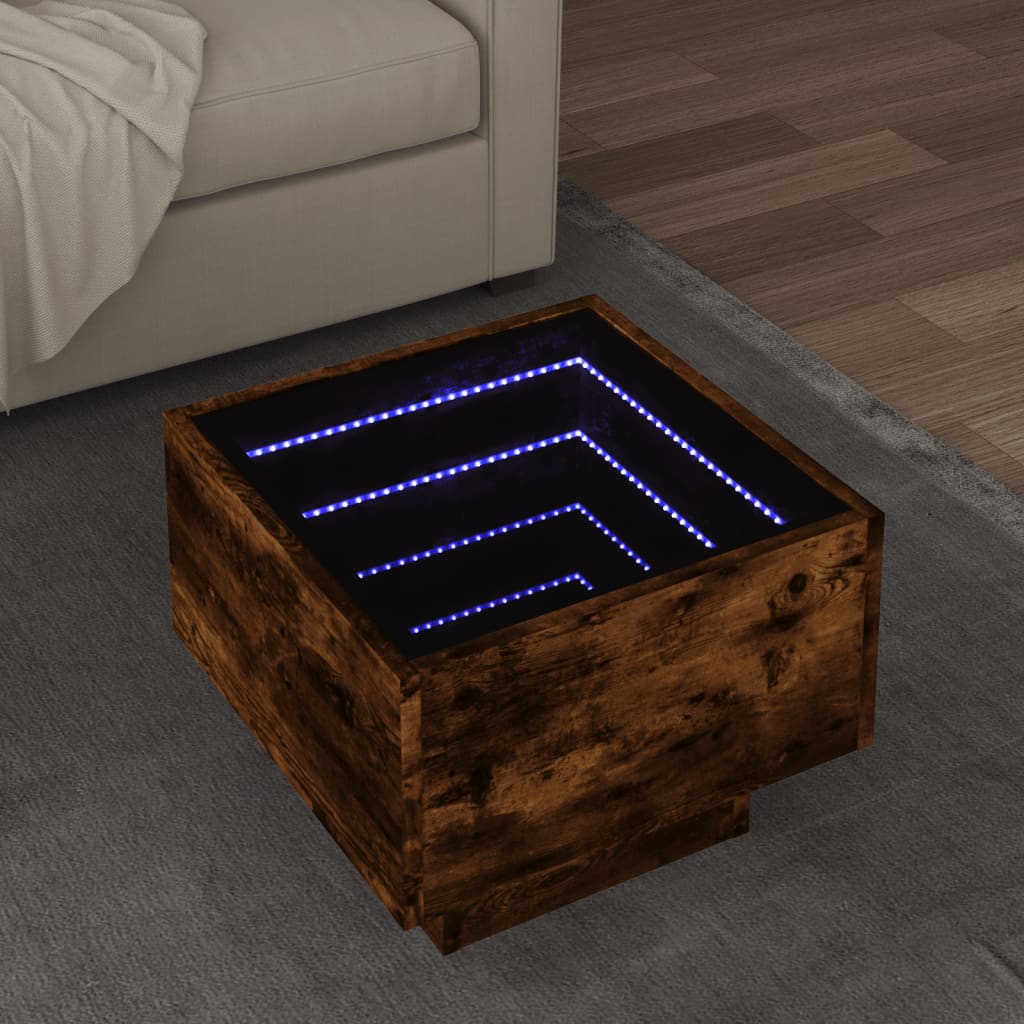 vidaXL Tavolino con LED Rovere Fumo 40x40x30 cm in Legno Multistrato