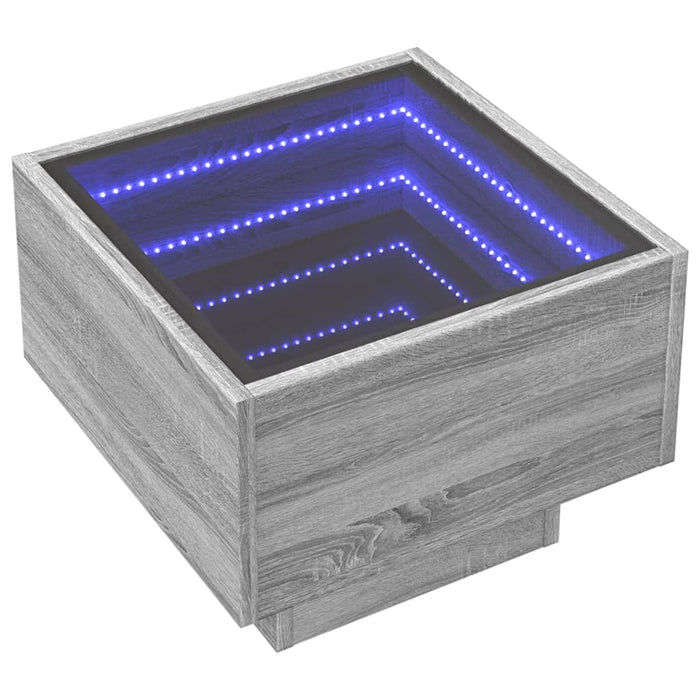vidaXL Tavolino con LED Grigio Sonoma 40x40x30 cm in Legno Multistrato