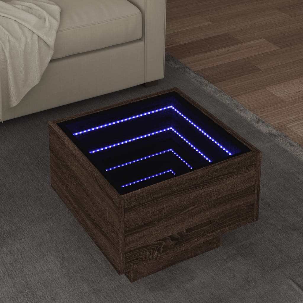 vidaXL Tavolino con LED Rovere Marrone 40x40x30cm in Legno Multistrato