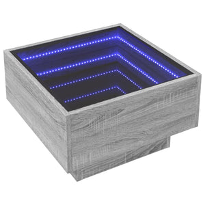 vidaXL Tavolino Salotto con LED Grigio Sonoma 50x50x30 cm Multistrato