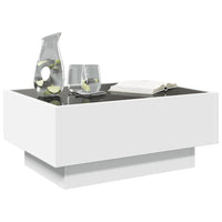 Tavolino Salotto con LED-Tavolino da soggiorno-Tavolo Bianco 70x50x30 cm Legno Multistrato