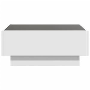 Tavolino Salotto con LED-Tavolino da soggiorno-Tavolo Bianco 70x50x30 cm Legno Multistrato
