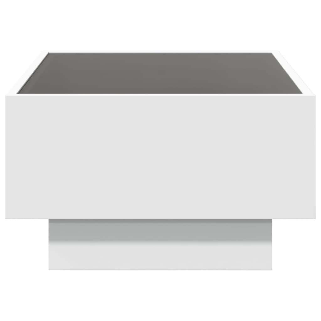 Tavolino Salotto con LED Bianco 70x50x30 cm Legno Multistrato 847511