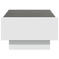 Tavolino Salotto con LED-Tavolino da soggiorno-Tavolo Bianco 70x50x30 cm Legno Multistrato