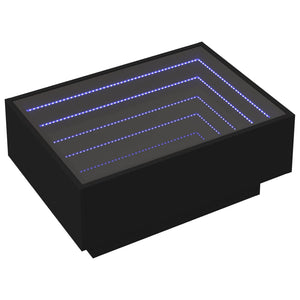 Tavolino Salotto con LED-Tavolino da soggiorno-Tavolo Nero 70x50x30 cm Legno Multistrato
