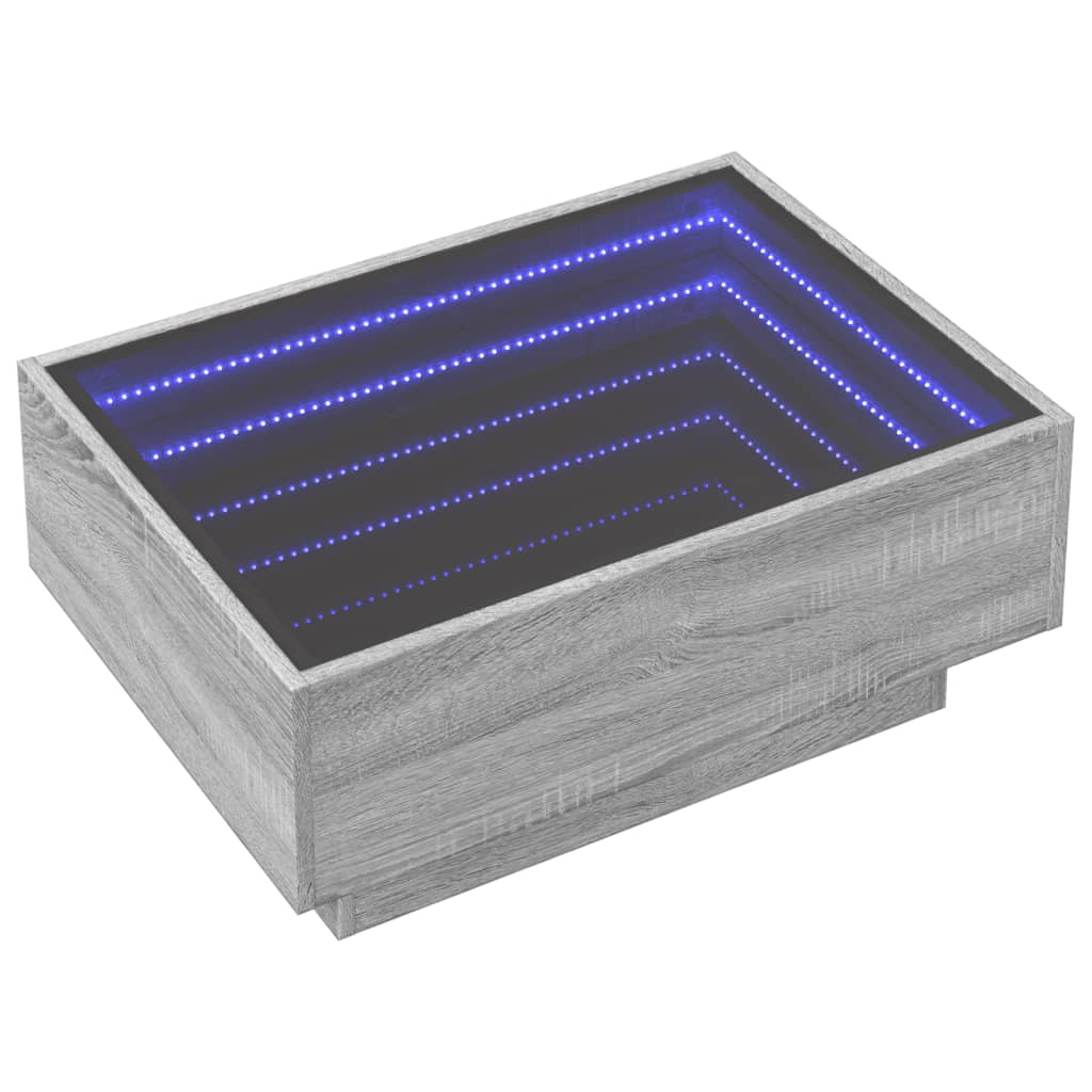 Tavolino Salotto con LED-Tavolino da soggiorno-Tavolo Grigio Sonoma 70x50x30 cm Multistrato