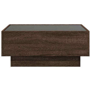 Tavolino Salotto con LED-Tavolino da soggiorno-Tavolo Rovere Marrone 70x50x30 cm Multistrato