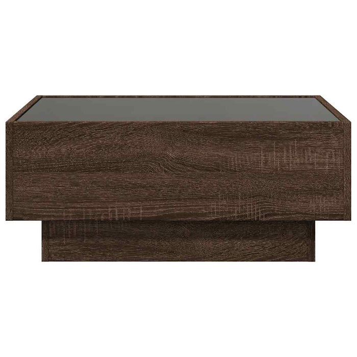 Tavolino Salotto con LED-Tavolino da soggiorno-Tavolo Rovere Marrone 70x50x30 cm Multistrato