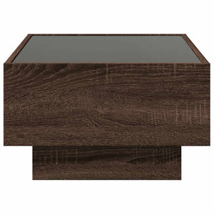 Tavolino Salotto con LED-Tavolino da soggiorno-Tavolo Rovere Marrone 70x50x30 cm Multistrato