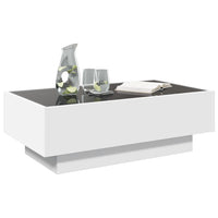 Tavolino Salotto con LED Bianco 90x50x30 cm Legno Multistrato 847518
