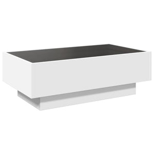 Tavolino Salotto con LED Bianco 90x50x30 cm Legno Multistrato 847518