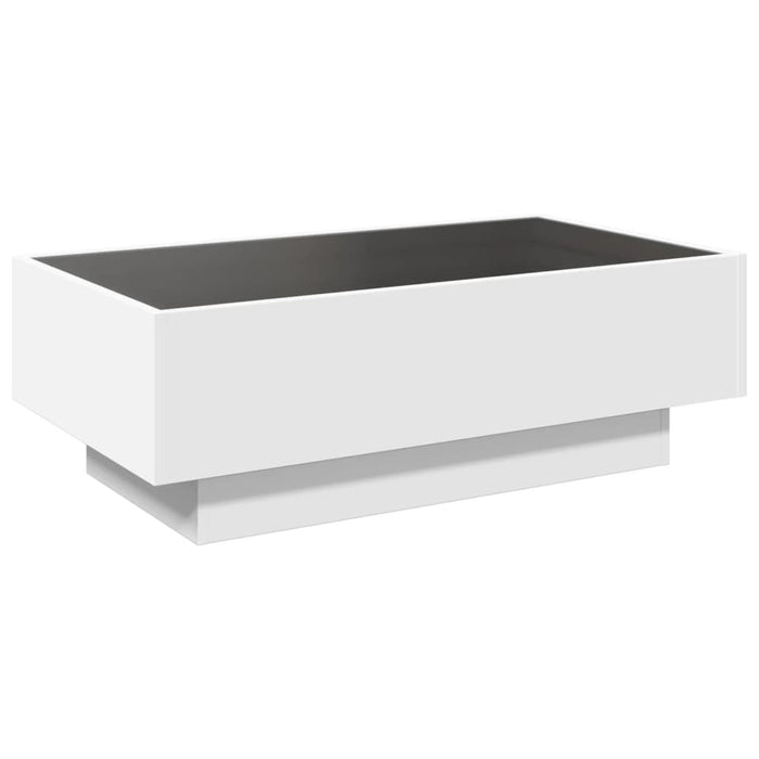 Tavolino Salotto con LED Bianco 90x50x30 cm Legno Multistrato 847518