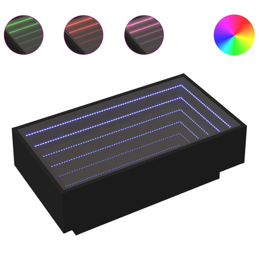 Tavolino Salotto con LED Nero 90x50x30 cm Legno Multistrato 847519