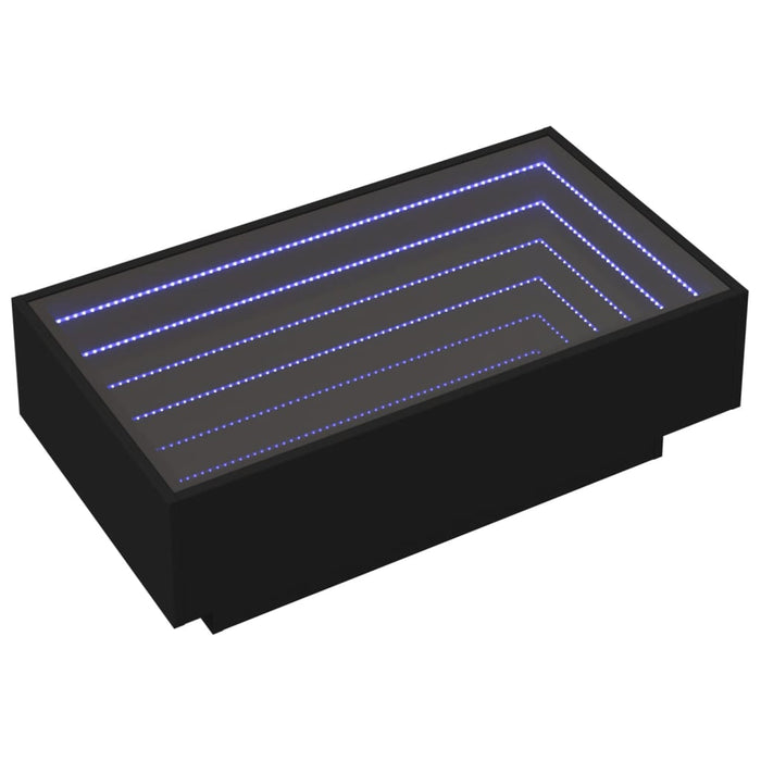 Tavolino Salotto con LED Nero 90x50x30 cm Legno Multistrato 847519