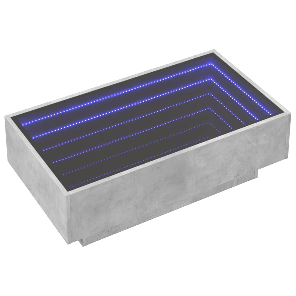 vidaXL Tavolino Salotto con LED Grigio Cemento 90x50x30 cm Multistrato