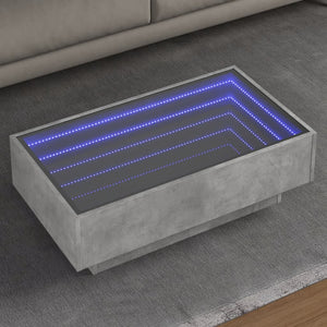 Tavolino Salotto con LED-Tavolino da soggiorno-Tavolo Grigio Cemento 90x50x30 cm Multistrato