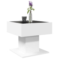 Tavolino Salotto con LED Bianco 50x50x45 cm Legno Multistrato 847525