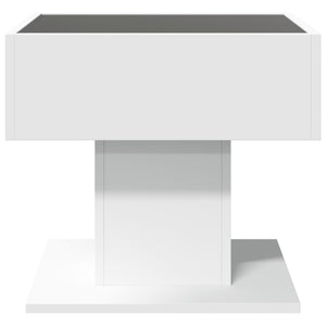Tavolino Salotto con LED Bianco 50x50x45 cm Legno Multistrato 847525