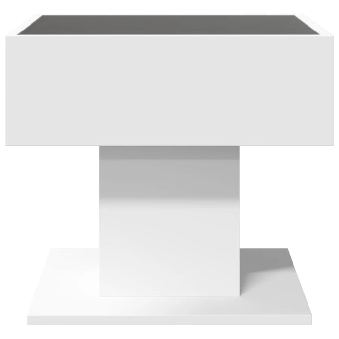 Tavolino Salotto con LED Bianco 50x50x45 cm Legno Multistrato 847525