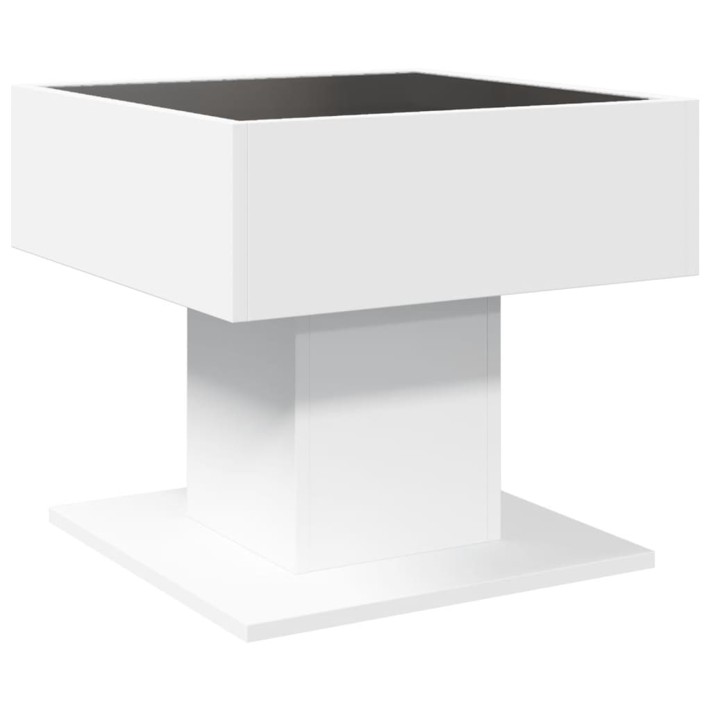 Tavolino Salotto con LED Bianco 50x50x45 cm Legno Multistrato 847525