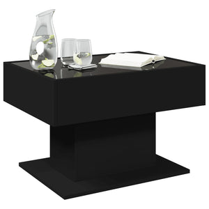 Tavolino Salotto con LED Nero 70x50x45 cm Legno Multistrato