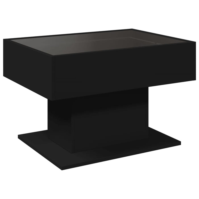 Tavolino Salotto con LED Nero 70x50x45 cm Legno Multistrato