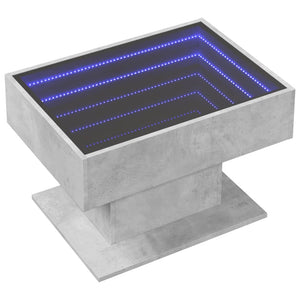 Tavolino Salotto con LED Grigio Cemento 70x50x45 cm Multistrato 847535