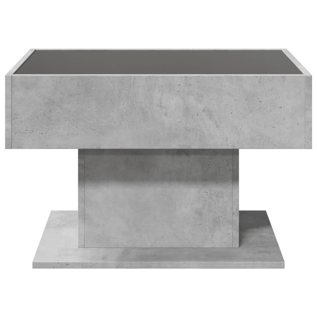 Tavolino Salotto con LED-Tavolino da soggiorno-Tavolo Grigio Cemento 70x50x45 cm Multistrato