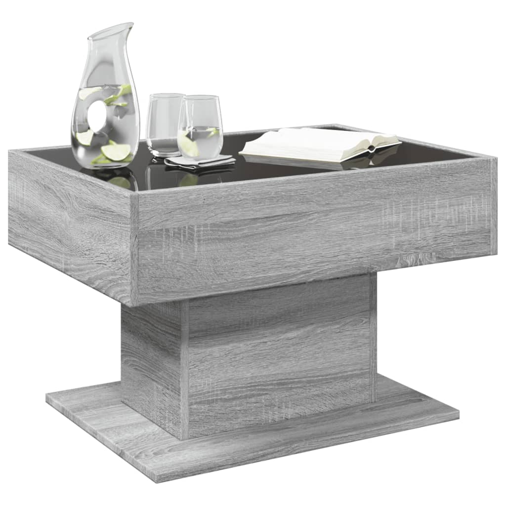 Tavolino Salotto con LED Grigio Sonoma 70x50x45 cm Multistrato 847537