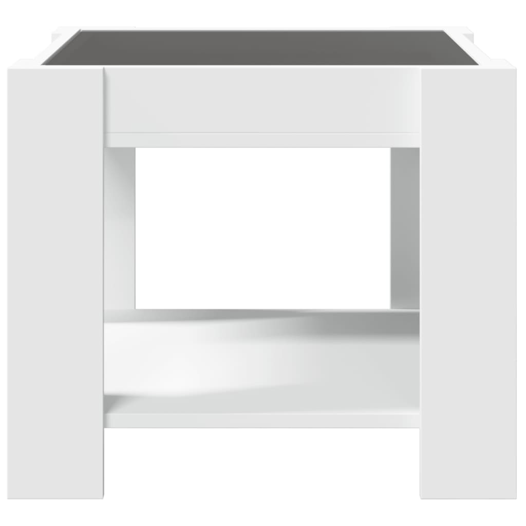 Tavolino Salotto con LED Bianco 53x53x45 cm Legno Multistrato 847539