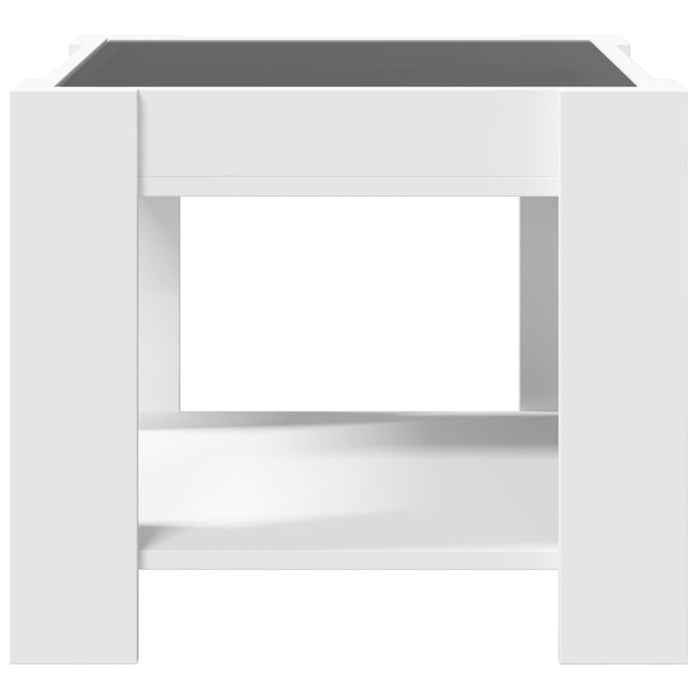 Tavolino Salotto con LED Bianco 53x53x45 cm Legno Multistrato 847539