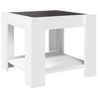 Tavolino Salotto con LED Bianco 53x53x45 cm Legno Multistrato 847539
