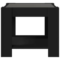 Tavolino Salotto con LED-Tavolino da soggiorno-Tavolo Nero 53x53x45 cm Legno Multistrato