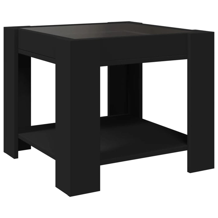 Tavolino Salotto con LED Nero 53x53x45 cm Legno Multistrato 847540
