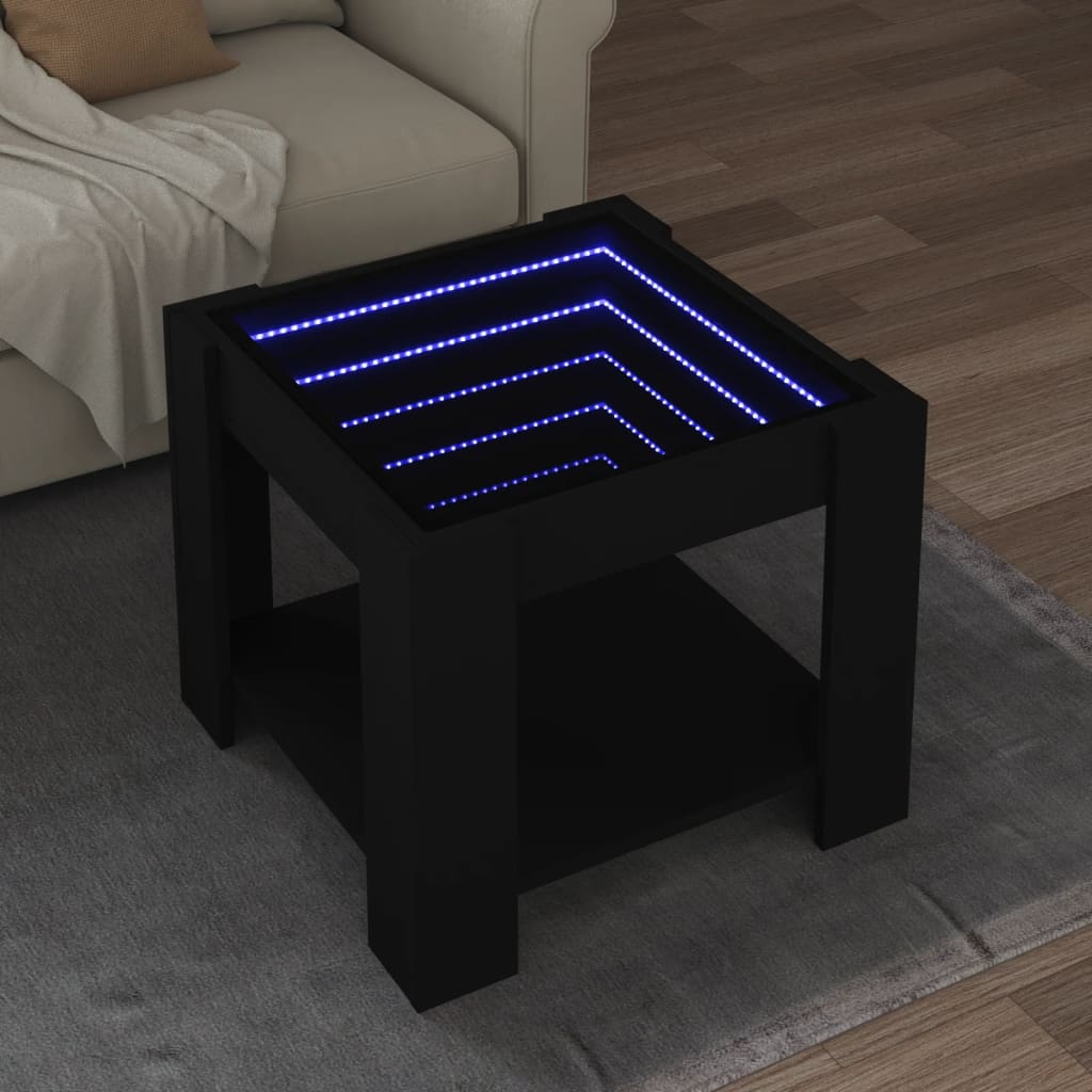 vidaXL Tavolino Salotto con LED Nero 53x53x45 cm Legno Multistrato